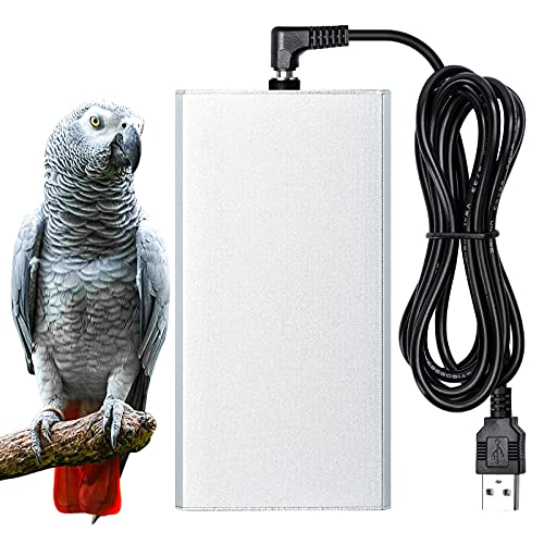 Vogelwärmer für Käfig, Vogelheizung zum Kuscheln für Afrikanisches Grau, Sittiche, Papageien, kleine Vögel, USB 5V, Silber von Generic