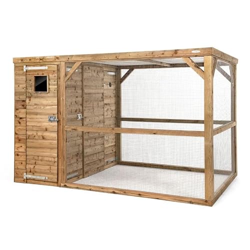 Premium Voliere Vogelkäfig mit Schleuse Links - FSC zertifiziertes Holz - Maße: L:303 x B:203 x H:190 cm - Vogelkäfig aus Holz von Generic