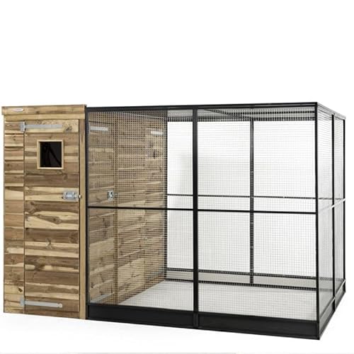 Voliere Vogelkäfig mit Schleuse links - FSC zertifiziertes Holz und teilaluminium - Maße: L: 289 x B: 200 x H:190 cm von Generic