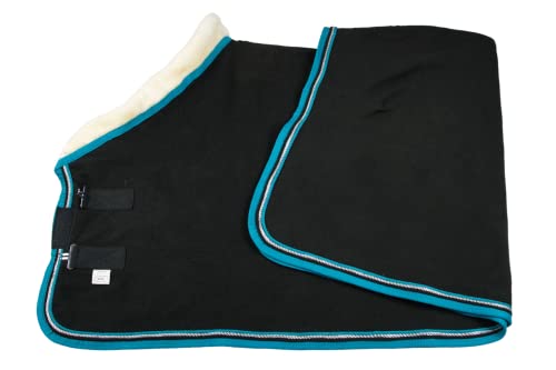 Wagner Fleece Abschwitzdecke mit Fellkragen (Schwarz/Türkis, 125) von Generic