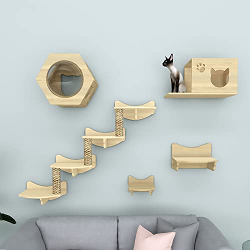 Wandmontierte Katzen Kletterwand Set, Katzenwandparkour, Katze Wandelement, Katzennest, Kleine Wohnungswand, Nimmt Keinen Platz EIN, zum Klettern, Schlafen und Spielen (Size : Style5) von Generic