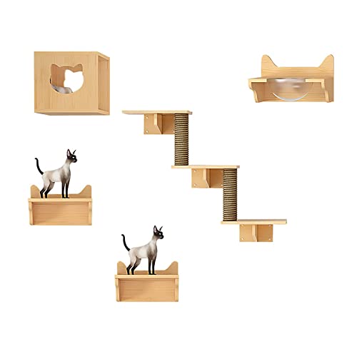 Wandmontierter Katzen Kletterwand Set, Wandpark für Katzen, Katzennest, Sprungplattform, Kletterleiter aus Sisal, Kratzkatzenregal für Die Meisten Kätzchen, Mittelgroße und Große Katzen (Size : Style von Generic