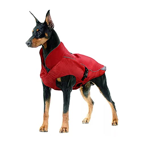 Wasserdichter Hundemantel, warme Winterjacke, winddicht, wasserdichter Mantel mit Fleecefutter, dickerer Abschnitt, verstellbar, für den Winter, warme Hundejacke, geeignet für Hunde (Rot, XL) von Generic