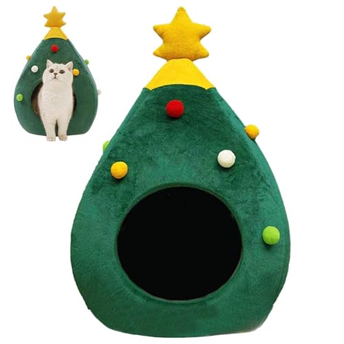 ,Weihnachten Indoor-Katzenhaus | Katzenhaus WeihnachtenPet Christmas Tree Cat Bed House Indoor Doggy House Portable Pet Zelt Cat Cave Nest Für Kätzchen Kleintiere von Generic