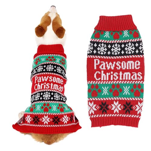 Weihnachten Welpenpullover Welpen Snowflake-Sweater - wojonifuiliy01 Winter Haustier-Mantel Dog Clothes Outfits Dressing Up, Weiche Pullover Kleidung für Welpen-Weihnachtstag (Red, M) von Generic