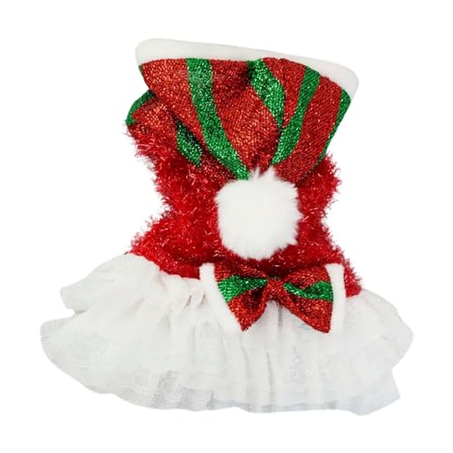 Weihnachtliche Hundekleidung Weihnachtsfeier Festliche Atmosphäre Mit Kapuze Kuchenkleid MpE117 (Rot, S) von Generic