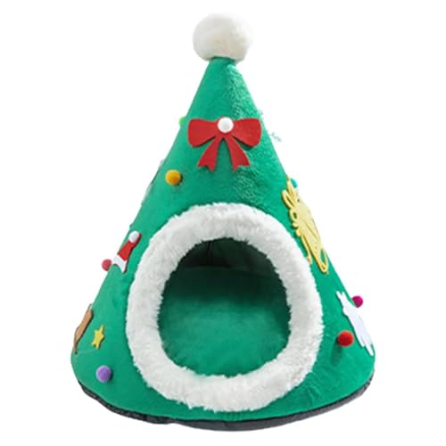 Weihnachtsbaum-Katzenhaus | Weihnachtsbaum-Katzenhaus-Bett-Höhlen-Nesthaus-Katzen-Iglu-Weihnachtskätzchen-Häuschen-Versteck, Süßes Haustierhöhlenbett Für Welpen Und Kaninchen. Weihnachtsbaum-Katzenha von Generic