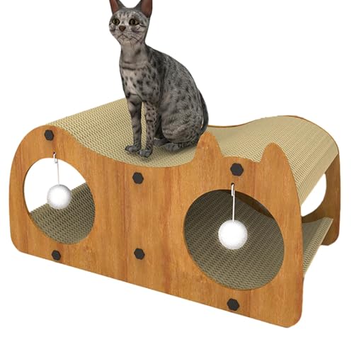 Wellpappe-Katzenkratzer – Indoor-Katzenspiel-Kratztunnel, Haustierbedarf für Katzen | Kratzspielzeug zum Schlafen, Spielen, Ausruhen, schützt Möbel, langlebiger Kratzbaum aus Pappe für aktive Katzen von Generic