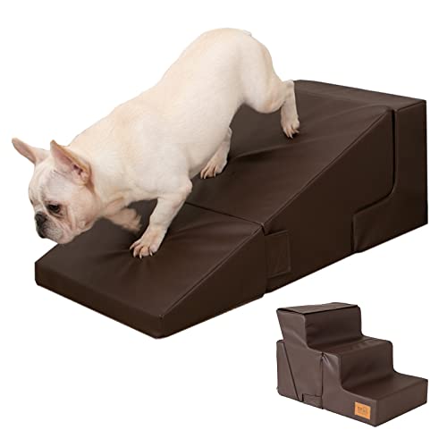 Welpentreppe für kleine Hunde für Bett/Couch, 2-in-1 umwandelbare Haustierbetttreppe aus Schaumstoff für Hunde, Katzen, Kaninchen und andere Tiere, wasserdichter Lederbezug, von Generic