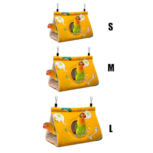 Winter Warme Haus Hängen Samt Hütte Käfig Plüsch Flauschigen Vögel Schlafen Bett Fuzzy Für Wellensittiche Lovebird Vkm801 (Yellow, L) von Generic