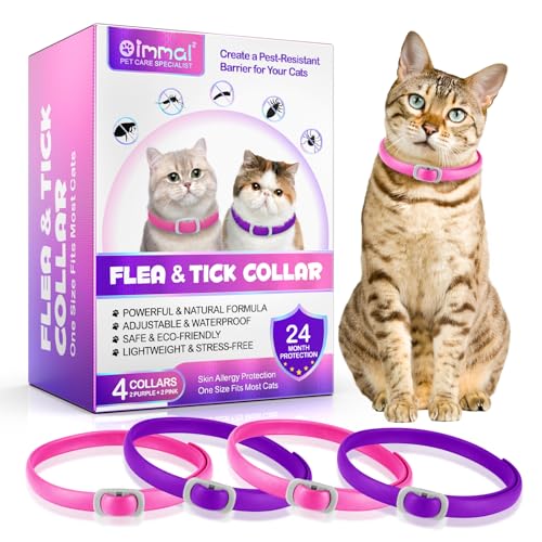 Zecken-Flohband Katze, Flohhalsband für Katzen, 4 Stück gegen Larven und Eier – beseitigt und tötet – schützt das Tier und den Lebensraum, effektiver Schutz für 24 Monate, verstellbar und wasserdicht von Generic