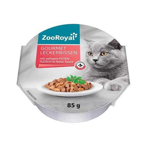 ZooRoyal Katzen Gourmet Leckerbissen mit saftigem Putenfleisch in feiner Sauce 12x85g Doppelpack Katzen nassfutter Alleinfuttermittel von Generic