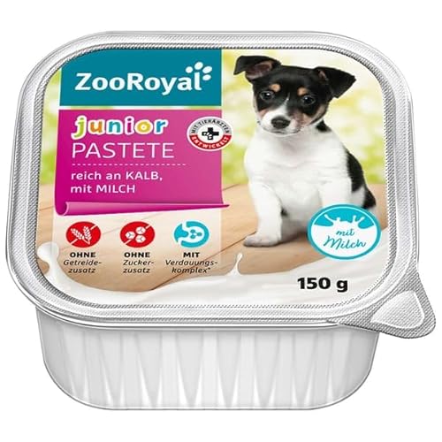 ZooRoyal Hund Pastete Junior Kalb mit Milch 11x150g Große Packung Hunden Nassfutter Tiernahrung Alleinfuttermittel von Generic