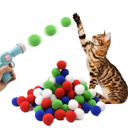 tenmetre Katzenspielzeug Ball 100 Stück Katzenfilzbälle Interaktives Katze Spielzeug Bälle, Bunte Weiche Katzenbälle, Stretch Launch Training Katzen Plüschball Spielzeug für Katzen und Kätzchen von Generic