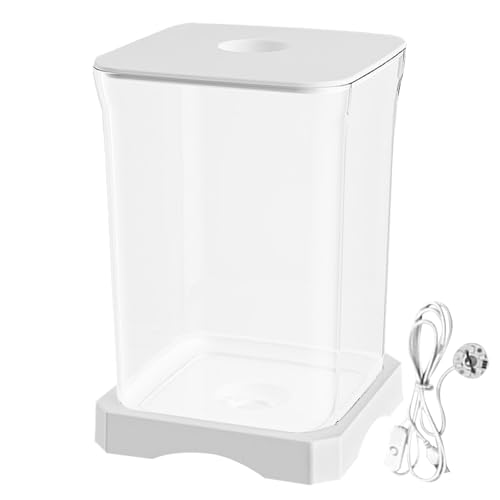 Betta Fisch-Aquarium aus Acryl mit LED-Beleuchtung, Clear Desktop | Dekoration für den Wassergarten, Fischlebensraum mit Futteröffnung, Bürodekoration Betta Fisch-Aquarium aus Acryl mit LED-Beleuchtung, Clear Desktop | Dekoration für den Wassergarten, Fischlebensraum mit Futteröffnung, Bürodekoration von Genérico