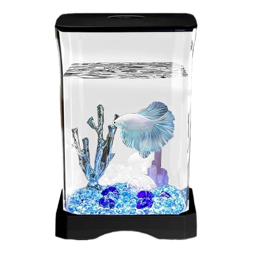 Betta Fisch-Tistanta – kompakte Glasschale, Betta Fish Fish, Fischtank, Zimmeraquarium, kleines Aquarium-Starter-Kit mit LED-Licht für Bett Betta Fisch-Tistanta – kompakte Glasschale, Betta Fish Fish, Fischtank, Zimmeraquarium, kleines Aquarium-Starter-Kit mit LED-Licht für Bett von Genérico