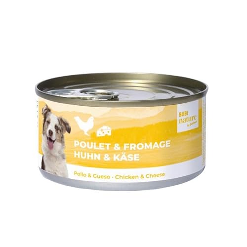 Bubi Nature Komplettnassfutter für Hunde, 12 x 150 g, verschiedene Geschmacksrichtungen, (12 x 150 g, Hühnchen und Käse) von Genérico