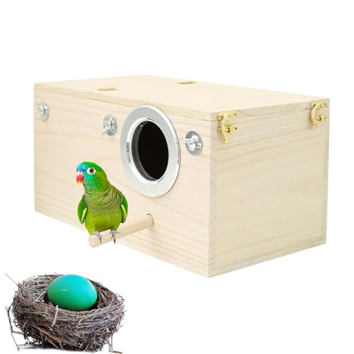 Casa Nest aus Holz für Papageien, Kupplungsbox für Vogelkäfig mit Ständer, Nistkasten für Wellensittiche, Nistkasten für Nymphensittiche mit Barsch, Finkenzuchthaus, Vogelhaus von Genérico