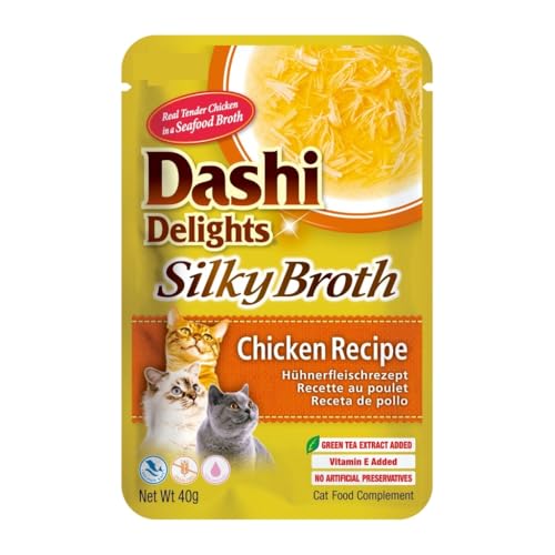 Dashi Silky Nassfutter für Katzen, Ergänzungsfuttermittel, sehr feuchtigkeitsspendend, 12 x 40 g, verschiedene Geschmacksrichtungen, 12 x 40 g, Huhn von Genérico