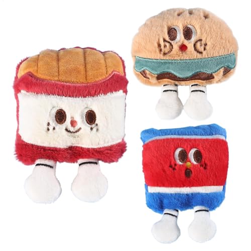 Genérico Catnip Cat Toys, 3 x stuffed Hamburger Plush Toys, Cat Puzzle with Bells, Cute Kitten Plush Toys with Catnips, Pet Chew Ball, Indoor Entertainment Kit, Super Soft for Exercise von Genérico