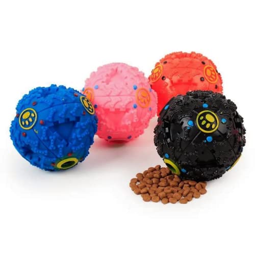 Generico Spiel Ball Bombe Für Hunde Mit Loch Prämie Kroketten und Sound Squeeze Interaktives Spielzeug Kauen Reinigung Zähne Hartgummi Größe Medium Groß Zufällige Farbe Essen 10 cm von Generico