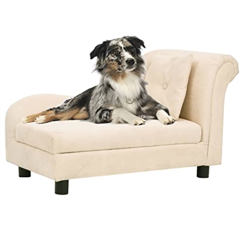 Genérico Wenjingqi-171106 Hundesofa mit Kissen, cremefarben, Plüsch, 83 x 44 x 44 cm von Genérico