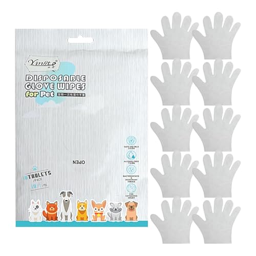 Handschuhe für Hunde ohne Spülen, 10 Handschuhe für Haustiere, ohne Spülen, Tücher für Haustiere für Hunde und Katzen, ungewaschene Handschuhe, Reinigung, Toilette, ohne Spülen, extra dicke Tücher P von Genérico