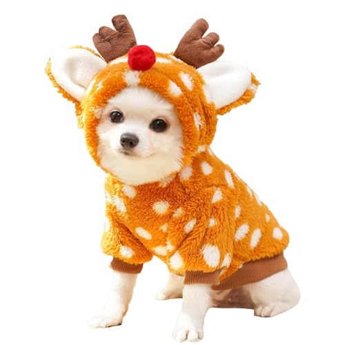 Hunde-Elch-Outfit, Fleece-Hundebekleidung, Winter-Haustierkleidung, Urlaubs-Hundekleidung, Elch-Cosplay-Kleidung, kaltes Wetter-Kostüm, Weihnachts-Hunde-Outfit, festliche Haustierbekleidung, von Generico