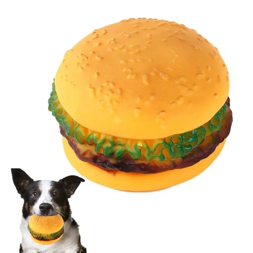 Hundespielzeug Squeaky Hamburger – bissfestes Hundespielzeug | Kauspielzeug für Hunde, weiches Kauspielzeug, süßes Spielzeug zum Reinigen von Hundezähnen von Genérico