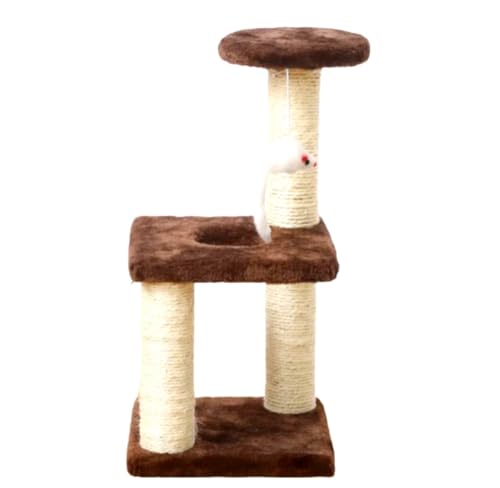 Kratzbaum für Katzen, Spiel mit Feder, 40 cm, interaktiver Kratzbaum für Welpen oder kleine Größe, weich und strapazierfähig, Sisal-Baum, Farbe: Braun von Generico