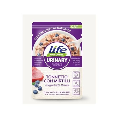 Life Cat Nassfutter für Katzen, Mousse, verschiedene Geschmacksrichtungen und Eigenschaften, 10 x 70 g, (10 x 70 g, Thunfisch mit Blaubeer-Urinary) von Genérico