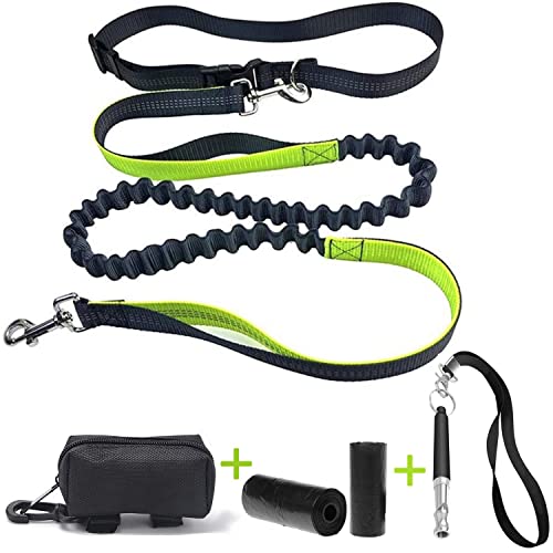 Low&EE® Joggingleine für Hunde, Freihändige Leine, Hundeleine, Verstellbarer Gürtel, reflektierende Naht zum Laufen, Fahrradfahren, Wandern+Kotbeutel mit 30 Taschen und Ultraschallpfeife von Genérico