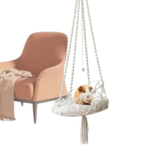 Macrame Katzenhammock - Handstrick-Katzenhängematte | Hammock | Macrame Boho Hammock für Katzen | Pet Cat Playing Climbing Lounging Hammock mit abnehmbarem Polster für Terrasse, Garten, Study Room, von Genérico