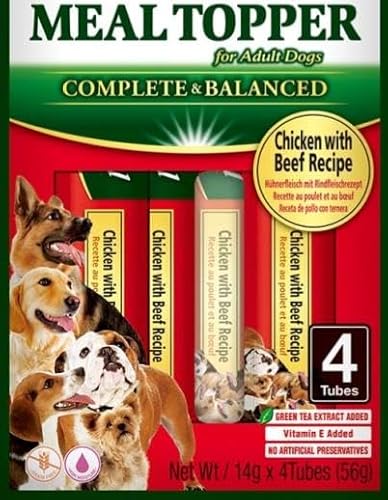 Meal Topper für Hunde, Komplettnahrung für Hunde, gesunder Snack, 12 x 4 x 14 g (12 x 4 x 14 g, Hühnchen mit Rind) von Genérico