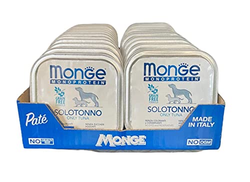 Monge Monoprotein Hundefutter Nassfutter für Hunde nur Thunfisch, natürlich ohne Farbstoffe, Konservierungsstoffe und Zuckerzusatz, 24er Pack (1 = 150 g) von Generico