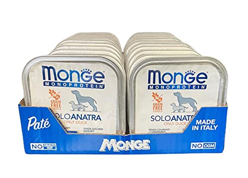 Monge Monoprotein Nassfutter nur Ente - natürlich ohne Farbstoffe, Konservierungsstoffe und Zuckerzusatz - 24er Pack (1 = 150 g) von Generico