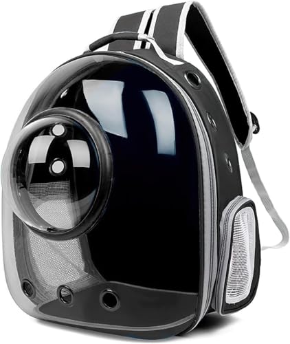 Rucksack für Katzen, Rucksack für Katzen, Outdoor, wasserdicht, transparent, für Hunde, Rucksack für Haustiere, mit belüfteter Raumkapsel (schwarz, transparente Abdeckung) von Genérico