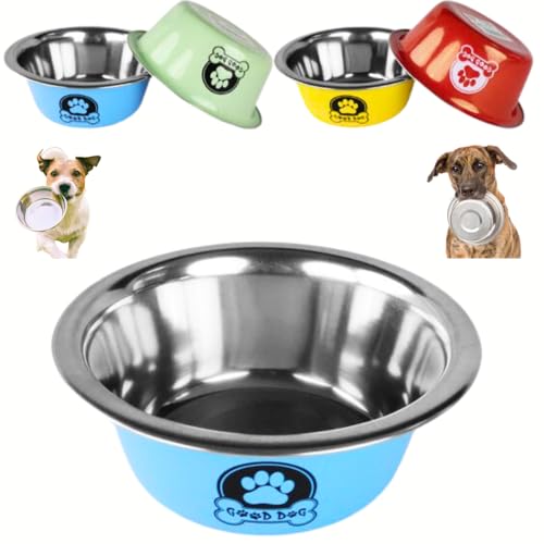 Set 2 Schüsseln aus Edelstahl für Hunde und Katzen Haustiere 400 ml 20 cm Schüssel Welpen Dog Bowl Größe Groß Mittel Klein Paar Farbe Männlich Weiblich (zufällige Farbe X2) von Generico