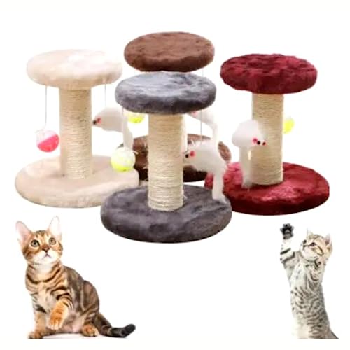 Spiel Kratzbaum Höhe 21 cm Matte mit Baum Seil Ball Katzen Erwachsene Welpen Große Kleine Beruhigende Nägel Katze Zubehör Spiele Tiere Haus Zieht Kratzer Kratzer MultiColor von Generico