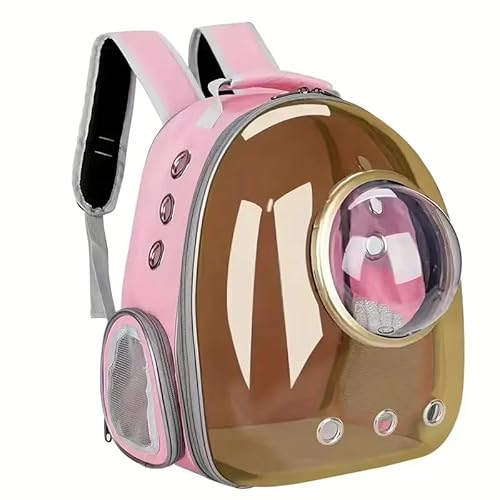 Tragetasche für Katzen, Rucksack für Hunde, Blasenrucksack für Haustiere, Welpen, Hunde, transparent (Rosa mit Fenster und Seiteneingang, Tee) von Genérico