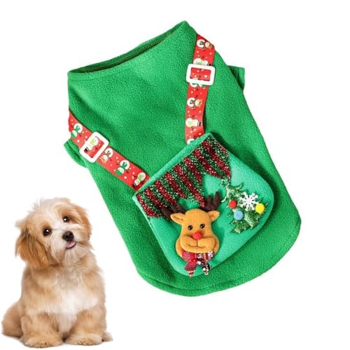 Weihnachtsanzug für Hunde, Weihnachtskleidung für Katzen, Weihnachtskleidung für Haustiere, Hund mit Rentier-Rucksack, Pullover für Welpen, Winterfest, für zu Hause von Genérico