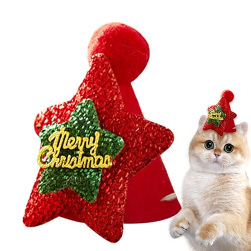 Weihnachtsmannmütze für Katzen, Weihnachtsmannmütze für Hunde, Weihnachtsmannmütze, Weihnachtszubehör für Welpen, Samt-Kostüme für Katzen, Welpen von Genérico