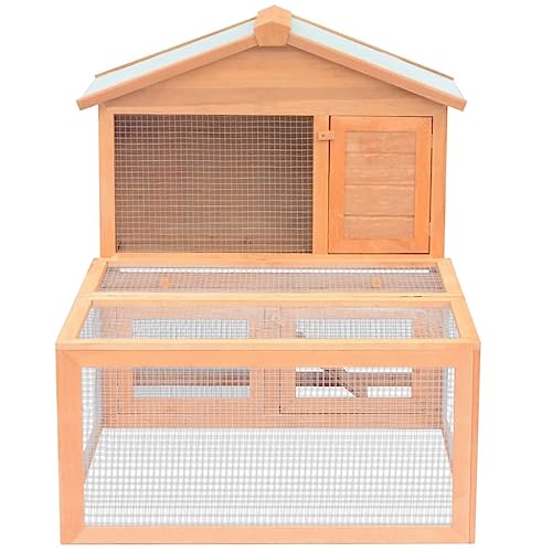 Wenjingqi-170346 Kaninchenstall für Tiere mit Terrasse aus Holz von Genérico