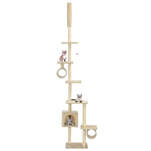 Wenjingqi-170534 Kratzbaum für Katzen mit Sisalstäben, Beige, 260 cm von Genérico