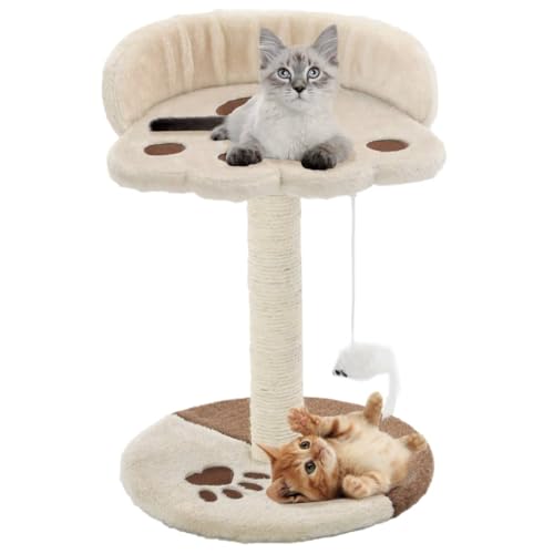 Wenjingqi-170543 Kratzbaum für Katzen, mit Sisalstange, 40 cm, Beige und Braun von Genérico