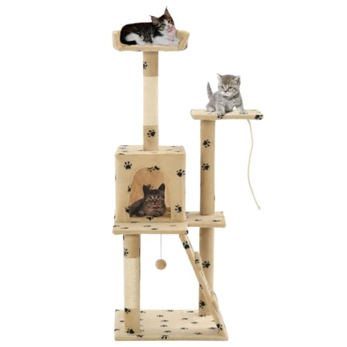 Wenjingqi-170593 Kratzbaum für Katzen, mit Sisalstange, 120 cm, Beige, Pfoten von Genérico