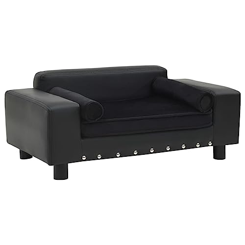 Wenjingqi-170954 Hundesofa aus Plüsch und Kunstleder, Schwarz, 81 x 43 x 31 cm von Genérico