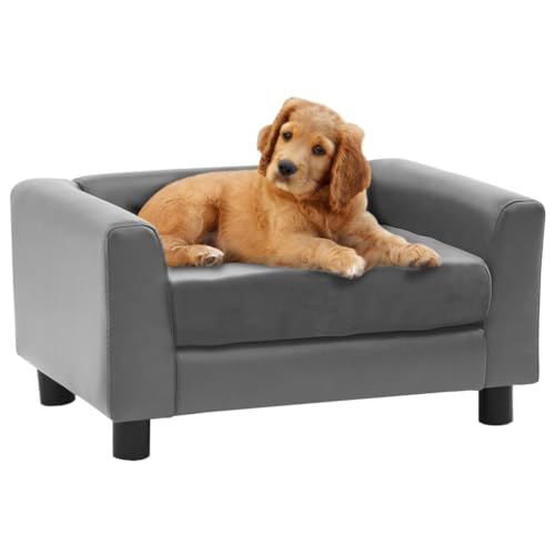 Wenjingqi-170959 Hundesofa aus Plüsch und Kunstleder, Grau, 60 x 43 x 30 cm von Genérico