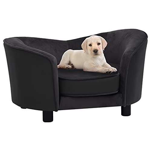 Wenjingqi-171032 Hundesofa aus Plüsch und Kunstleder, Schwarz, 69 x 49 x 40 cm von Genérico