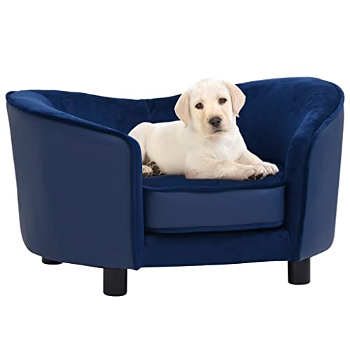 Wenjingqi-171034 Hundesofa aus Plüsch und Kunstleder, Blau, 69 x 49 x 40 cm von Genérico